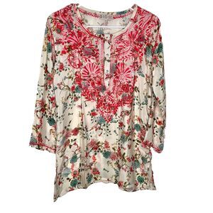 Coquette‎ Floral Hand Embroidered Poly Silk Blend Tunic Dress Garden India
